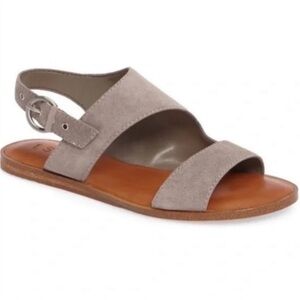 1.State Calen Gray Fog Suede Slip On Buckle Strap Sandal